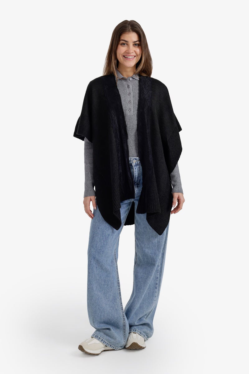 Carina Lace-Trim Asymmetric Poncho - Image 5